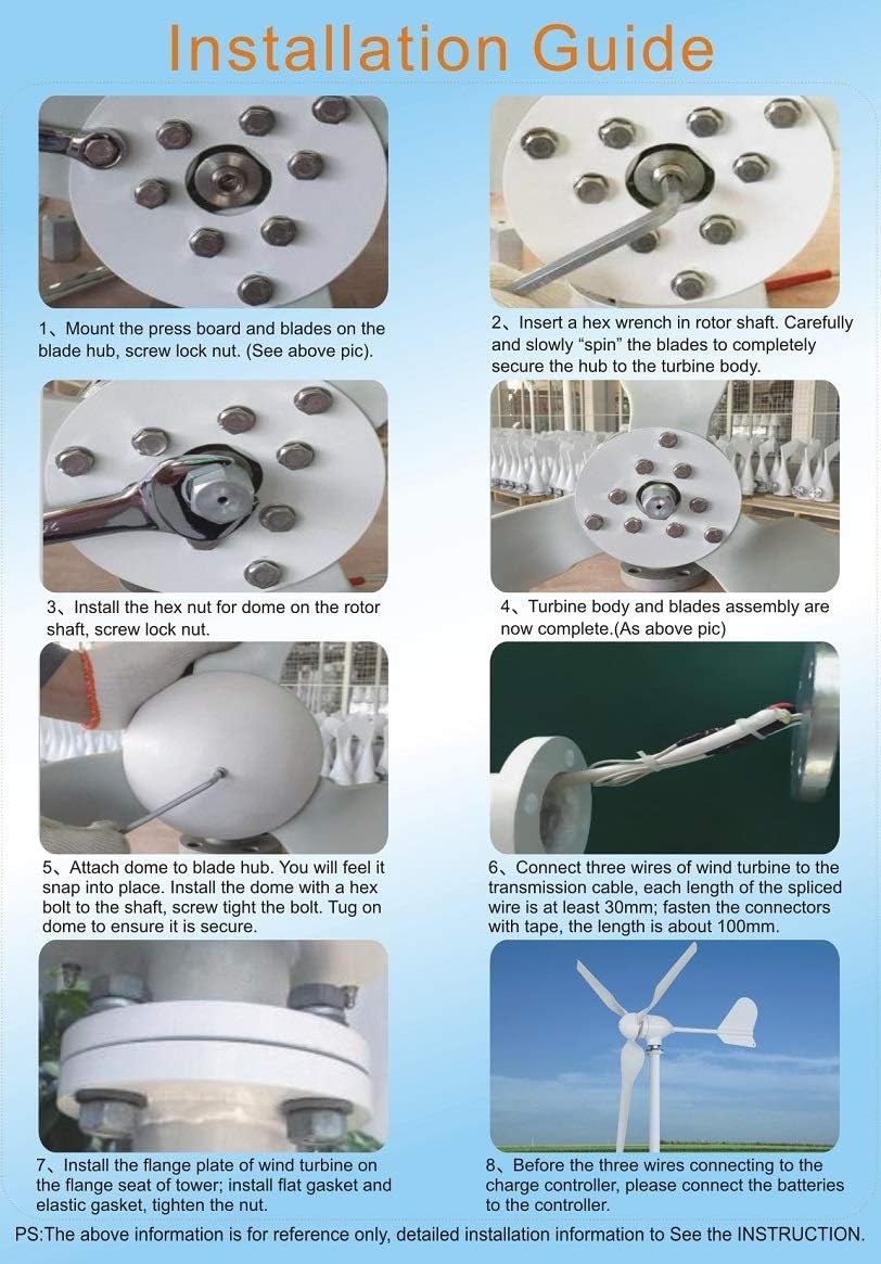 SISHUINIANHUA 1000W Wind Turbine Generator with Three Blades 1150 MM, Optional 24 V 48 V 1KW Wind Power Regulator Or Hybrid Controller,Gray,48v