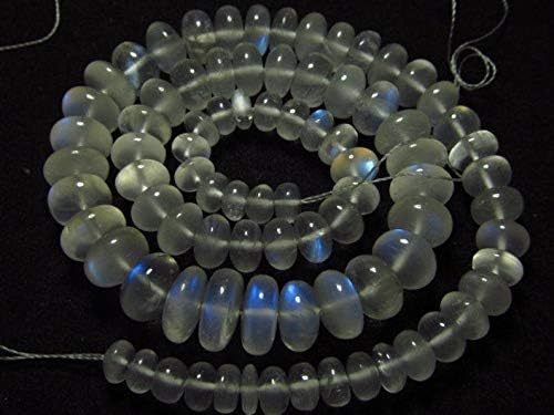 13 inch natural beads strand of 5-10mm smooth rondelle srilanka ceylon moonstone gemstone beads for DIY jewelry - necklace, bracelet, earring, ring.
