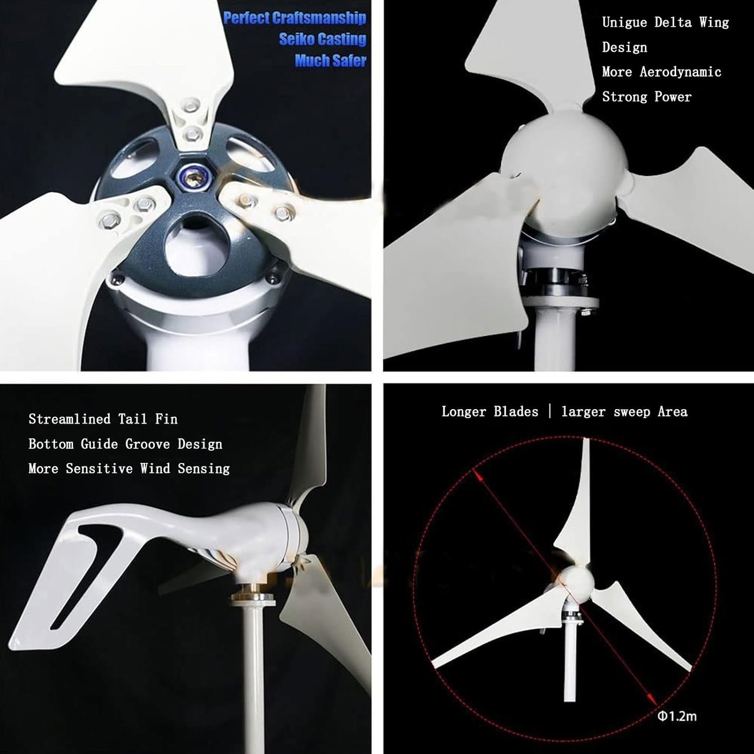 2000W 12V／24V／48V Wind Generator Alternative Energy Windmill, Wind Turbines Kit with Controller Suit for Hybrid Solar Three-Phase Permanent Magnet Synchronous Generator (24, Volts)