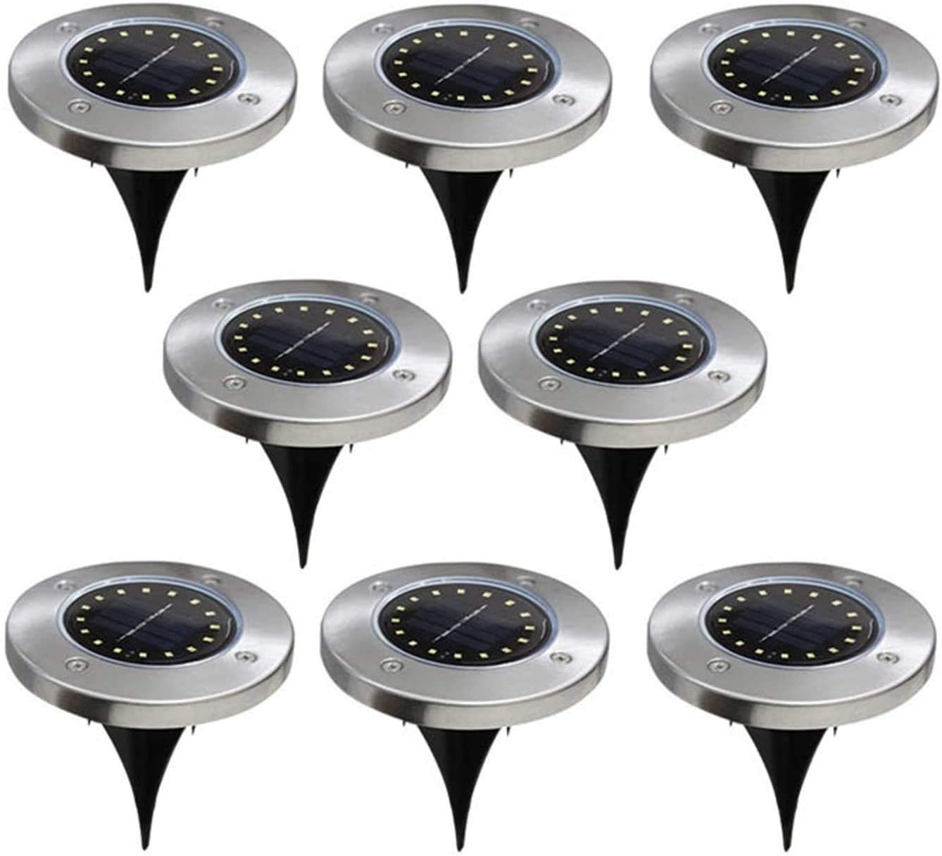 Solar Ground Lights, 8 Pack Outdoor Garden Solar Lights，16 LED Solar Disk Ground Lights Super Bright for Lawn Patio Pathway Landscape Lighting，Garden Decorations