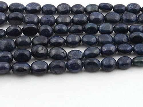 1 Strand Natural Blue Sapphire Dyed Smooth Oval Beads Necklace - 20 Inch Strand with Adjustable Tussle 8mm-13mm
