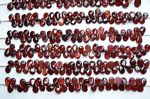 13 inch natural beads strand of 7x9-7x13mm smooth pear pyrope garnet gemstone briolletes beads for DIY jewelry - necklace, bracelet, earring, ring.