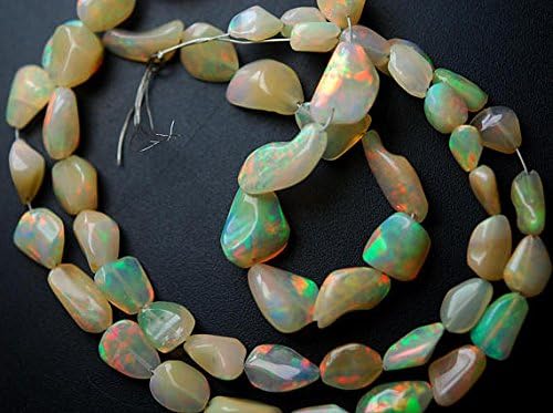 21 Inches Full Strand, Super Finest Full Fire Flash, Natural Ethiopian OPAL Nuggets, LARGE Size 13-8MM