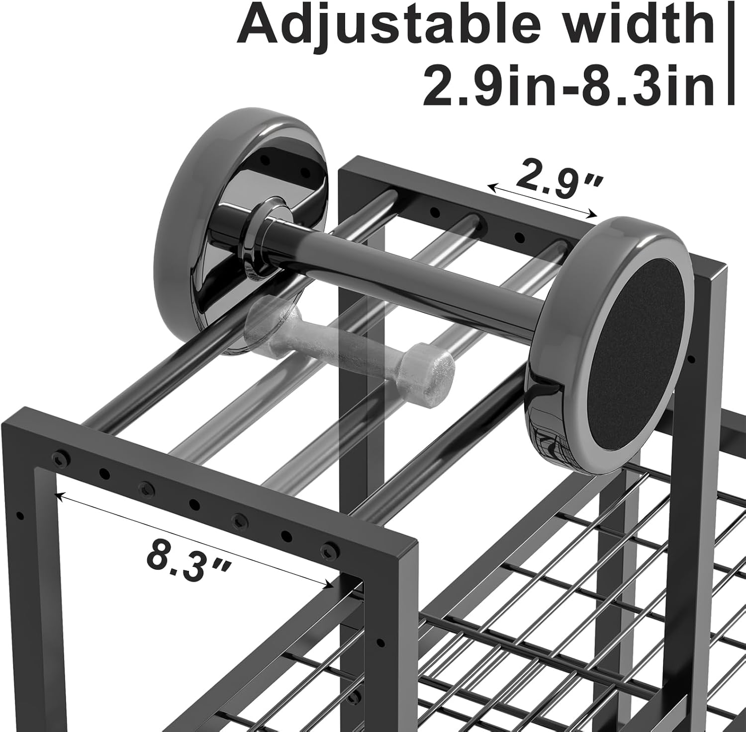 6-Tier Home Gym Storage Rack with Wheels, Dumbbell Weight Rack and Yoga Mat Organizer, Multi-Purpose Gym Equipment Storage Stand for Home Gym Accessories