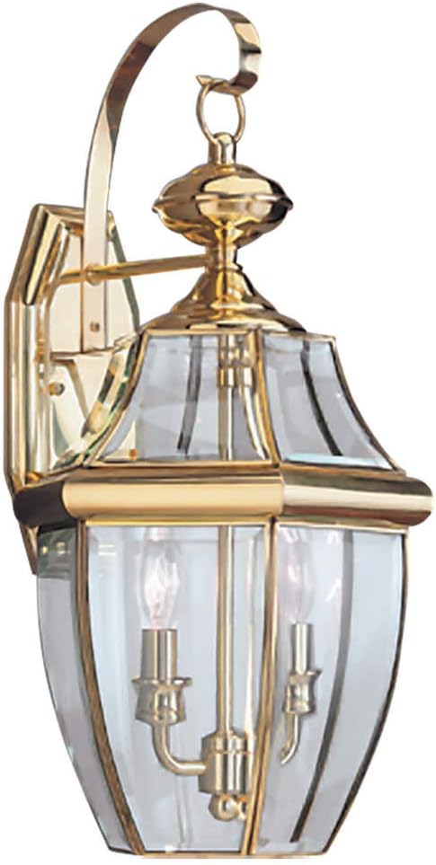 Generation Lighting 8039-02 Lancaster Traditional Two - Light Outdoor Wall Lantern Outside Fixture, Polished Brass Finish