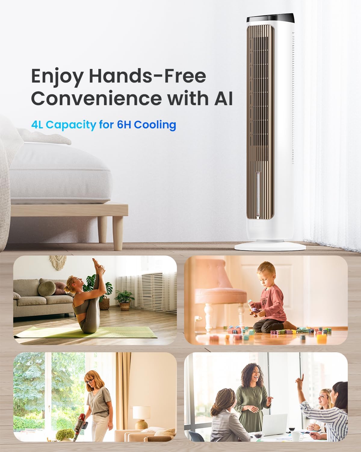 Fans That Blow Cold Air: PNTCK Tower Fans Air Cooler for Bedroom, Office, Small Room - Portable Evaporative Air Cooler with Ice Packs, 12H Timer, 3 Speeds, 4 Modes, 20FT Remote, 80° Oscillating