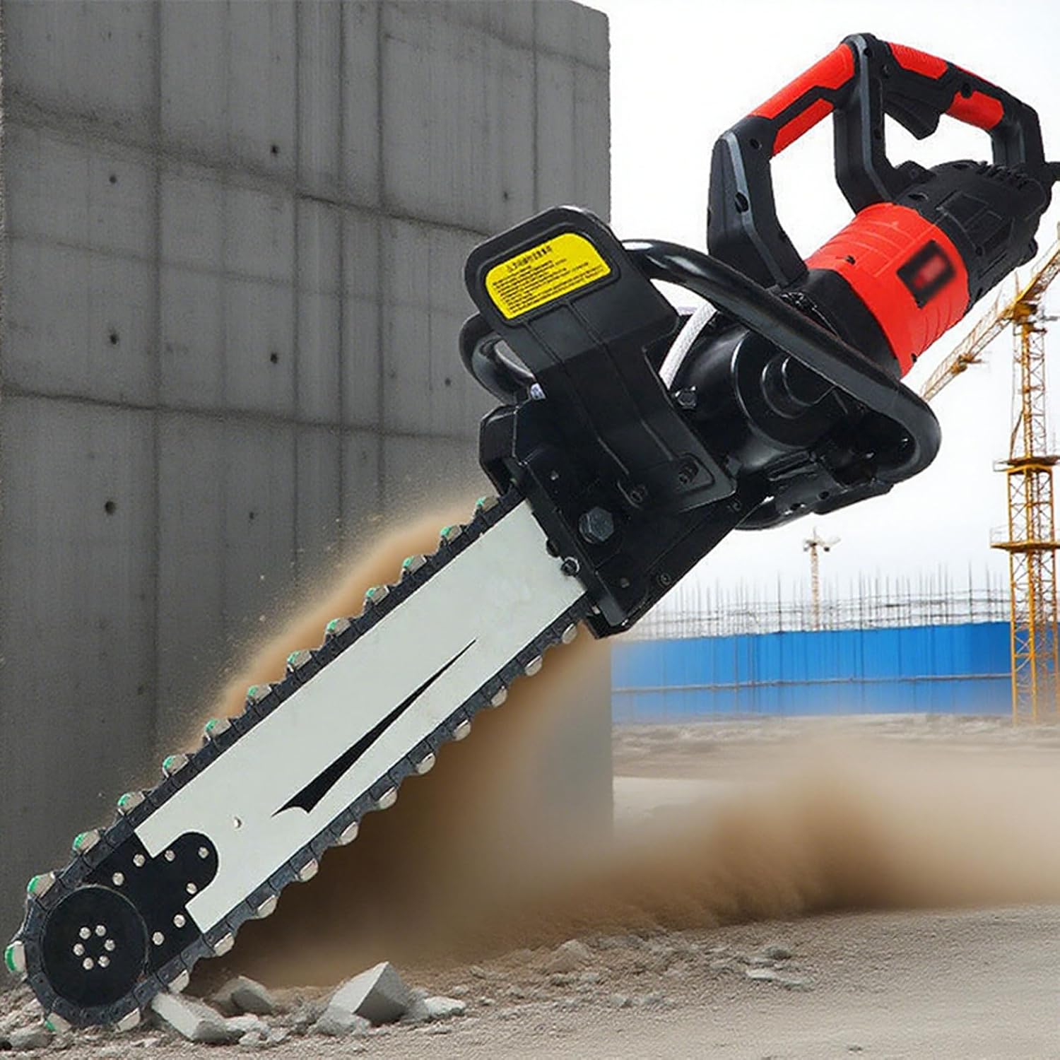 Electric Concrete Chainsaw, 370mm/470mm MAX Cutting Depth, 3200W High-power Handheld Wall Cutting Machine with Water Supply Function, for Concrete, Steel, Granite, Red Brick