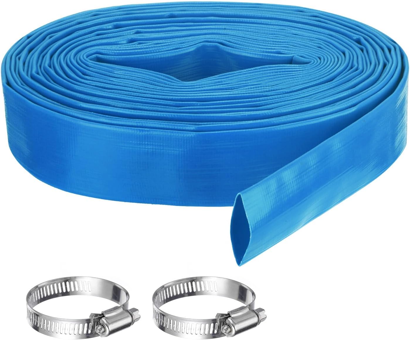 Pool Backwash Hose,1.2 Inch x 50ft Drain Discharge Pump Hoses,1pcs Clamps,Blue YESSC880