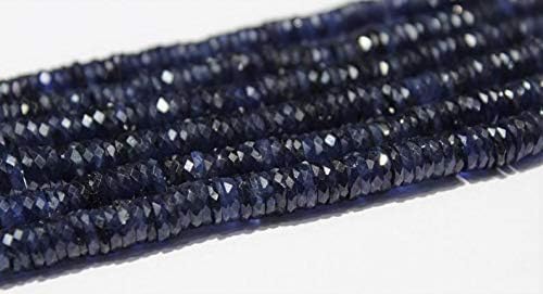13 inch natural beads strand of 7-7.5mm faceted tyre blue sapphire gemstone beads for DIY jewelry - necklace, bracelet, earring, ring.