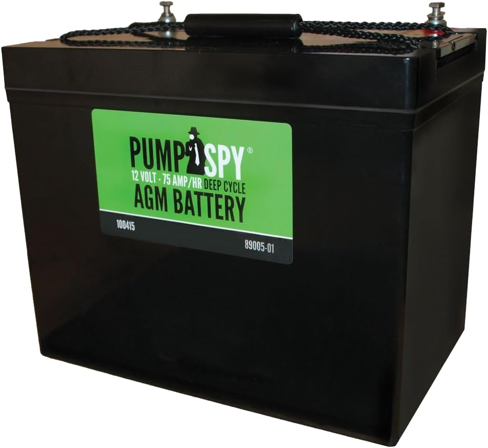 PumpSpy Maintenance-free Sump Pump Battery AGM Ideal for Start-stop Applications, Insusceptible to Vibration, Handles High Electrical Loads (75Ah)