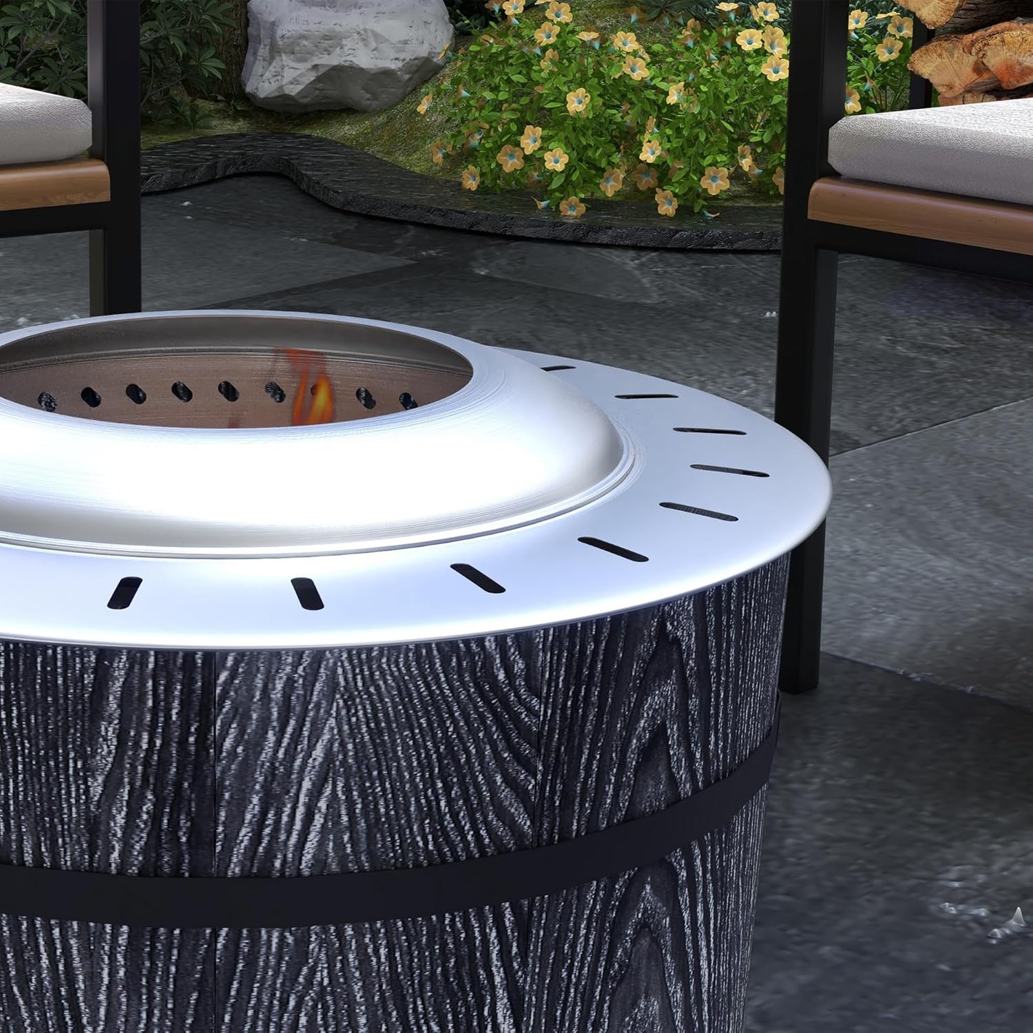 Smokeless Fire Pit with Fireproof Mat, 20