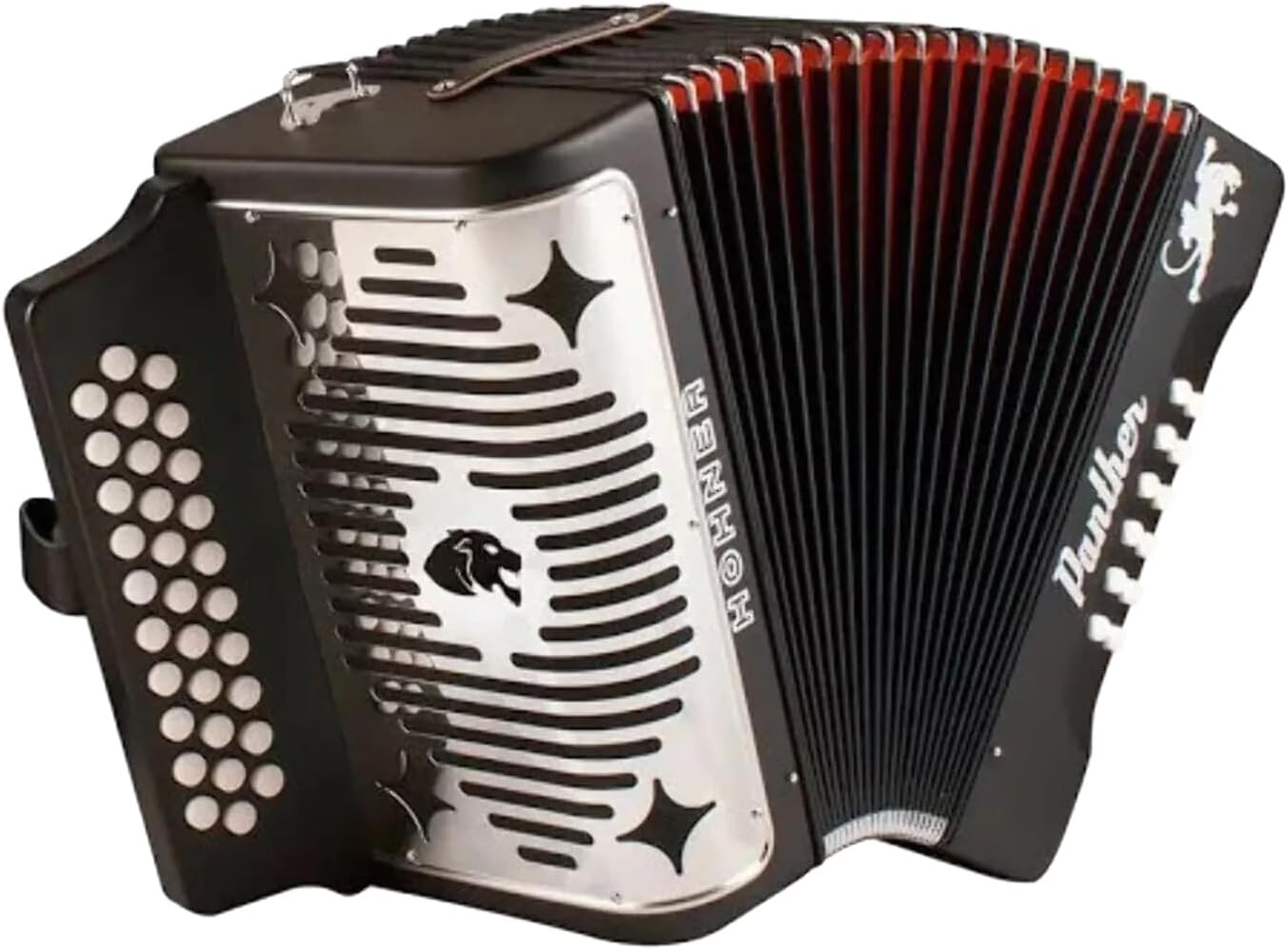 Hohner 3100FB Panther Diatonic Button Accordion in F key accordion Bundle with Accordion Gig Bag