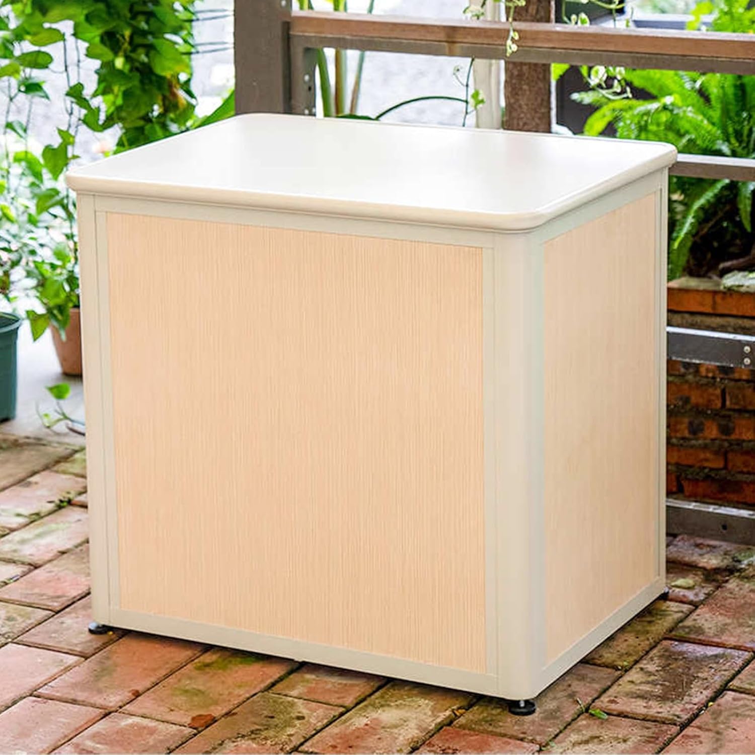 Outdoor Waterproof Deck Boxes, Metal Storage Box with Lid, Garden Storage Box with Adjustable Feet for Terraces, Gardens, Swimming Pools
