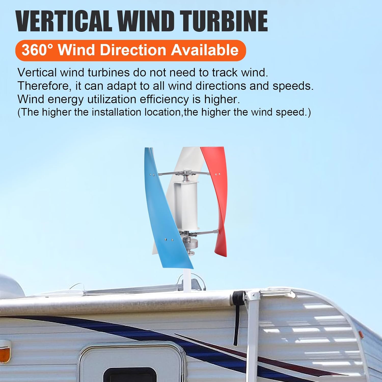 Vertical Wind Turbine - 3000W 24V 3 Leaves Wind Generator | Household Windmill, AC Permanent Magnet Generator Kit for Home, Street, Boat
