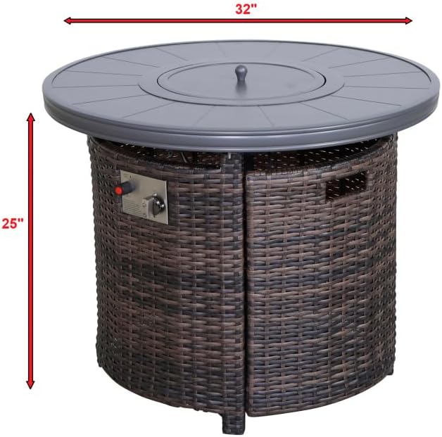 Modern Aluminum Outdoor Fire Pit Table with Lid and Hidden Propane Tank Compartment for Patio or Deck Use in Espresso Finish