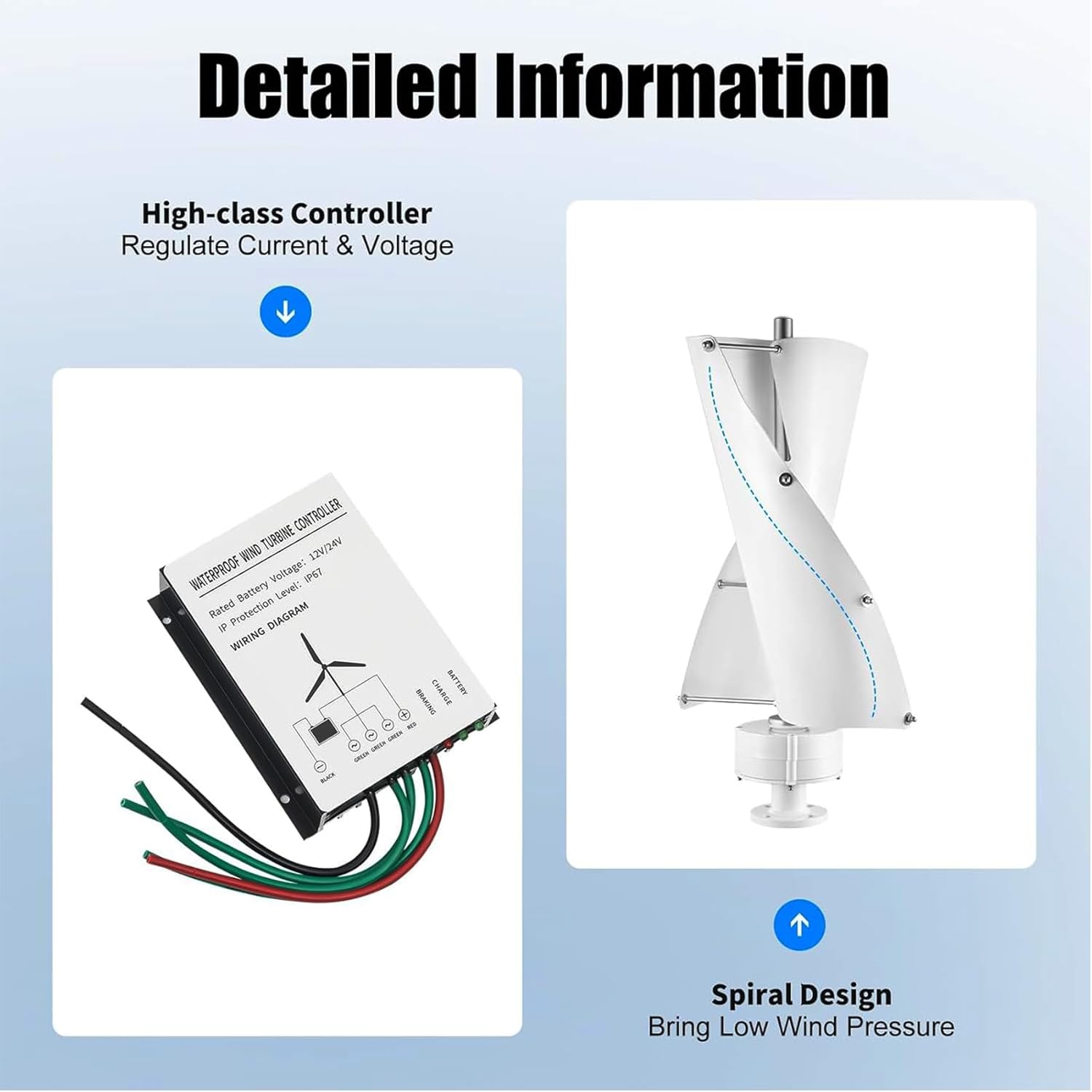 8000W Vertical Axis Wind Turbine Generator Alternative Energy 220V AC Output Household Complete Kit with Controller,48v