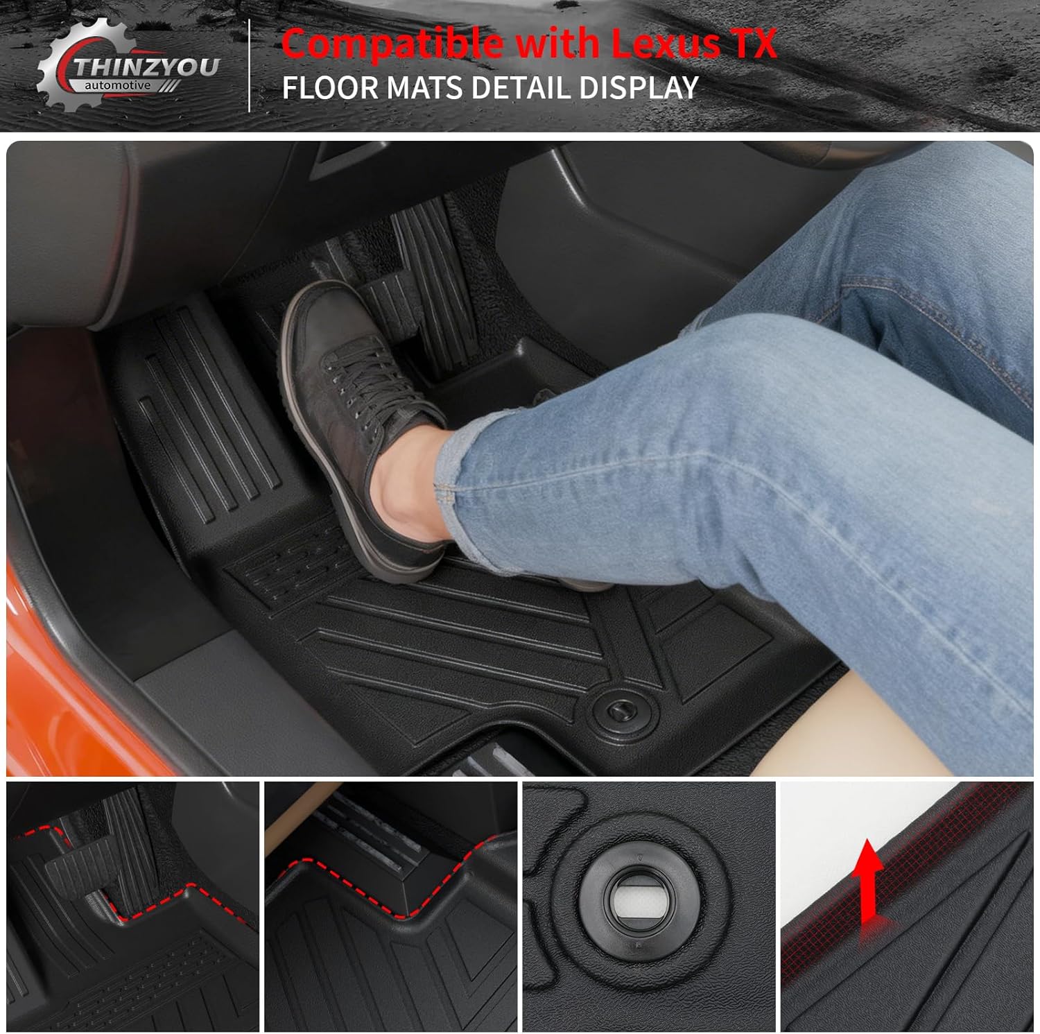 Floor Mats Compatible with 2024 2025 2026 Lexus TX350 TX500h TX550h+ 7 Seats Cargo Mat Trunk Liner Kick Mats All Weather TX Accessories (Floor Mats+Trunk Mat+2nd&3rd Row Backrest Mats)