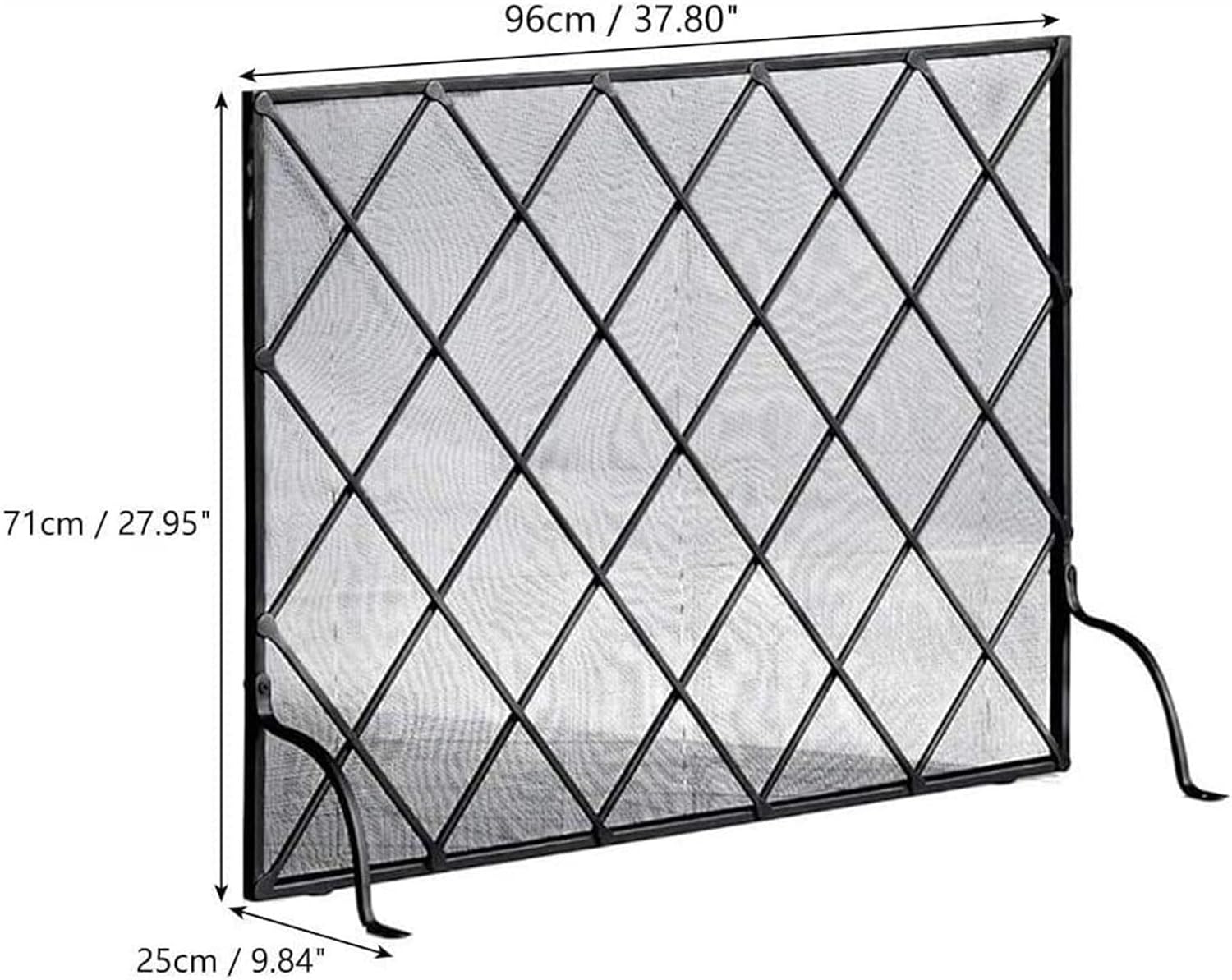 Fireplace Screen Guard - Heavy Duty Metal Spark Cover, Free Standing Decorative Flat Panel for Stove & Fireplace Safety, Stylish Mesh Design, Durable Protection