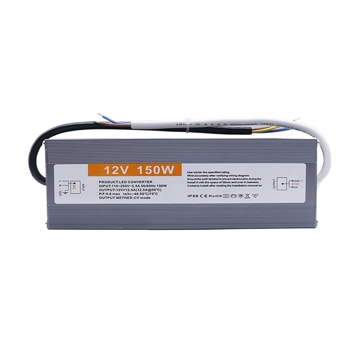 60W 80W 100W 150W 110V 220V to 12V LED Waterproof Ultra-Thin Driver Power Transformer(12V-150W)