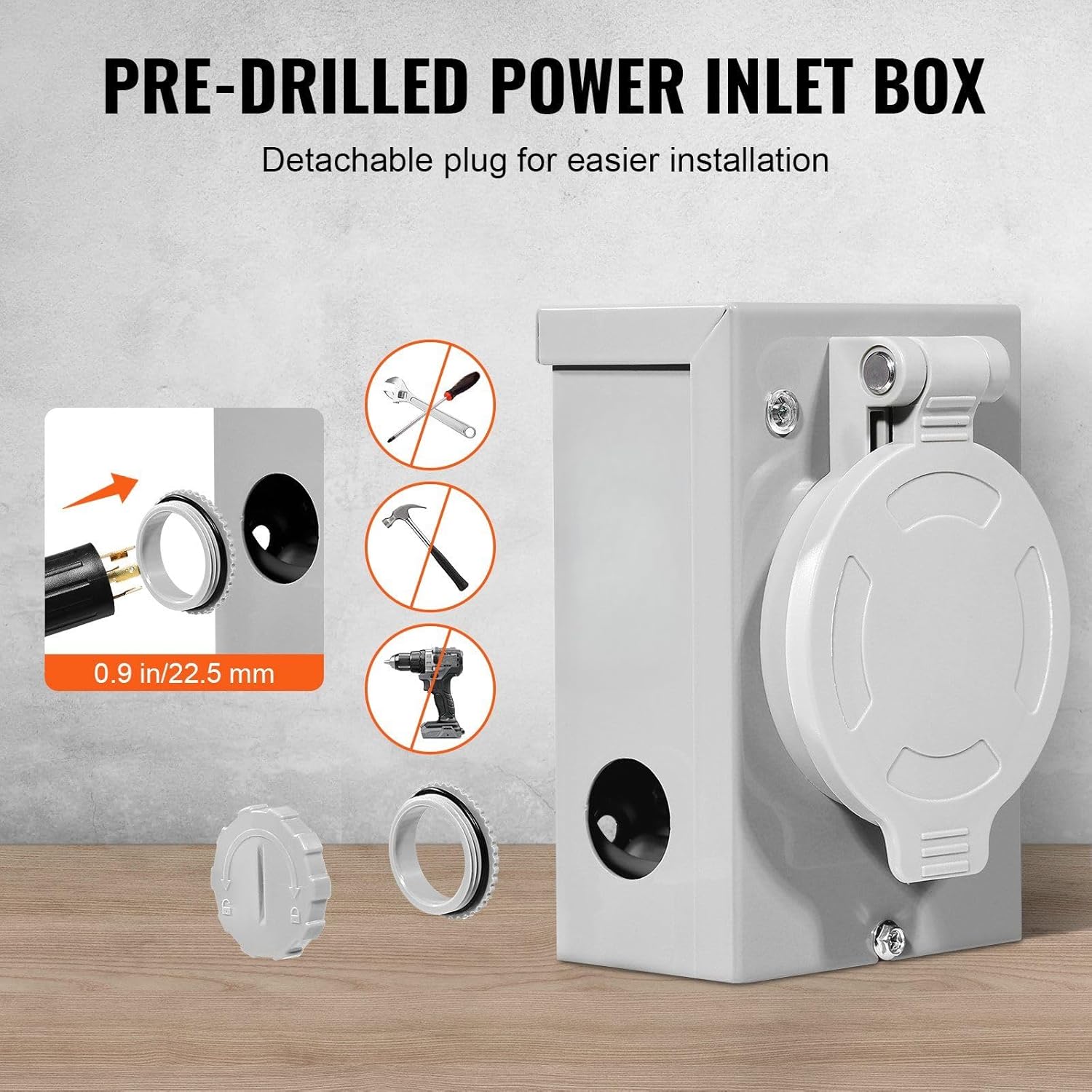 30 Amp Generator Cord and Power Inlet Box Kit,25 FT,NEMA L14-30P/L14-30R STW 10 AWG Generator Power Extension Cord with Twist Lock Connector,Pre-Drilled Inlet Box compatible with RV Outdoor,ETL Listed