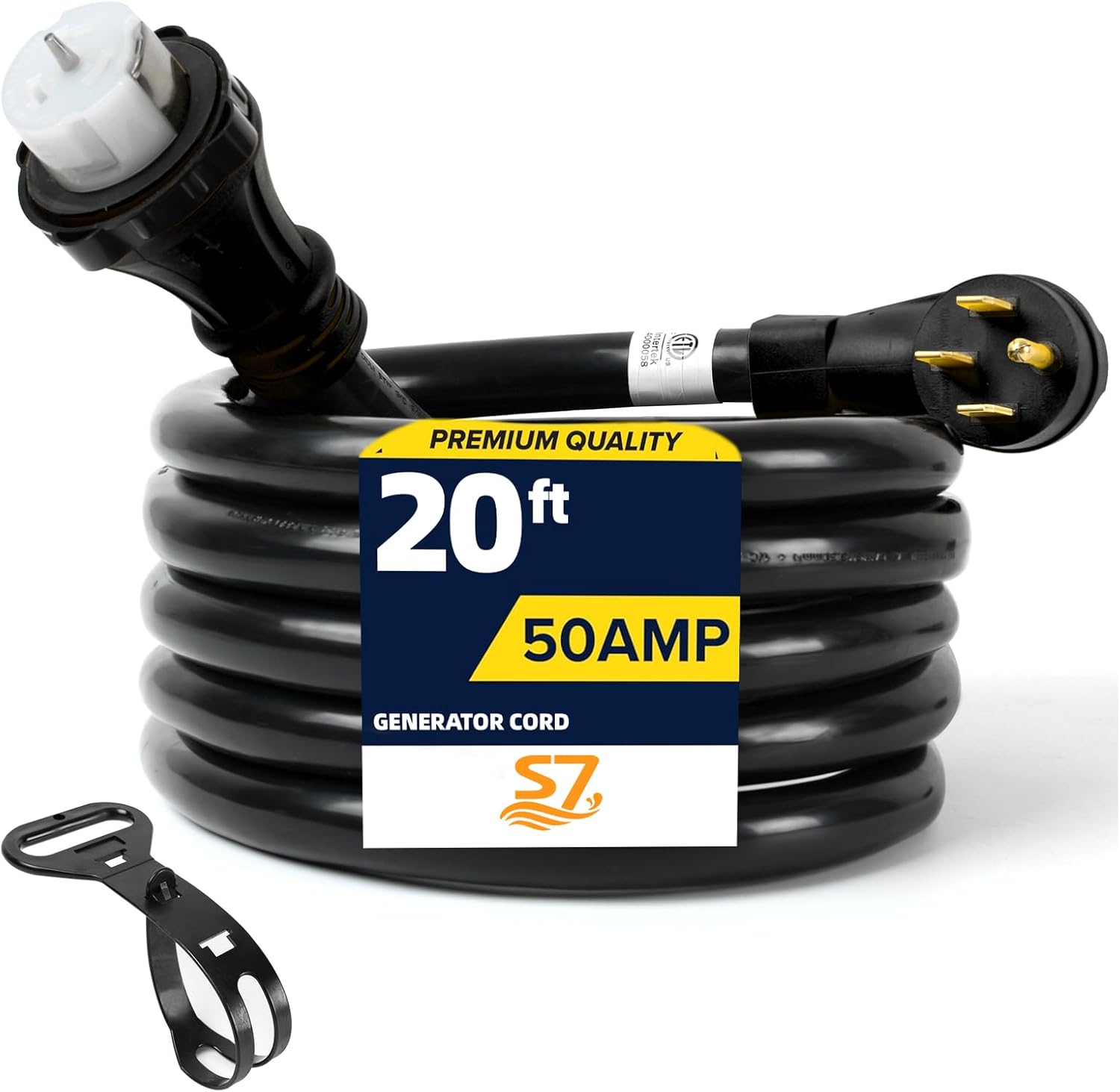 50 Amp Generator Extension Cord, 20FT STW 6/3 + 8/1 Power Cord N14-50P & SS2-50R & CS6364 Twist Lock Connectors