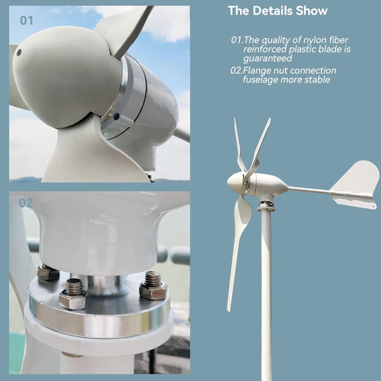 CAJUCA Wind Turbine Generator Kit 3000W 12V 24V 48V Home Wind Turbine Generator 3 Blades Permanent Magnetic Levitation Generator