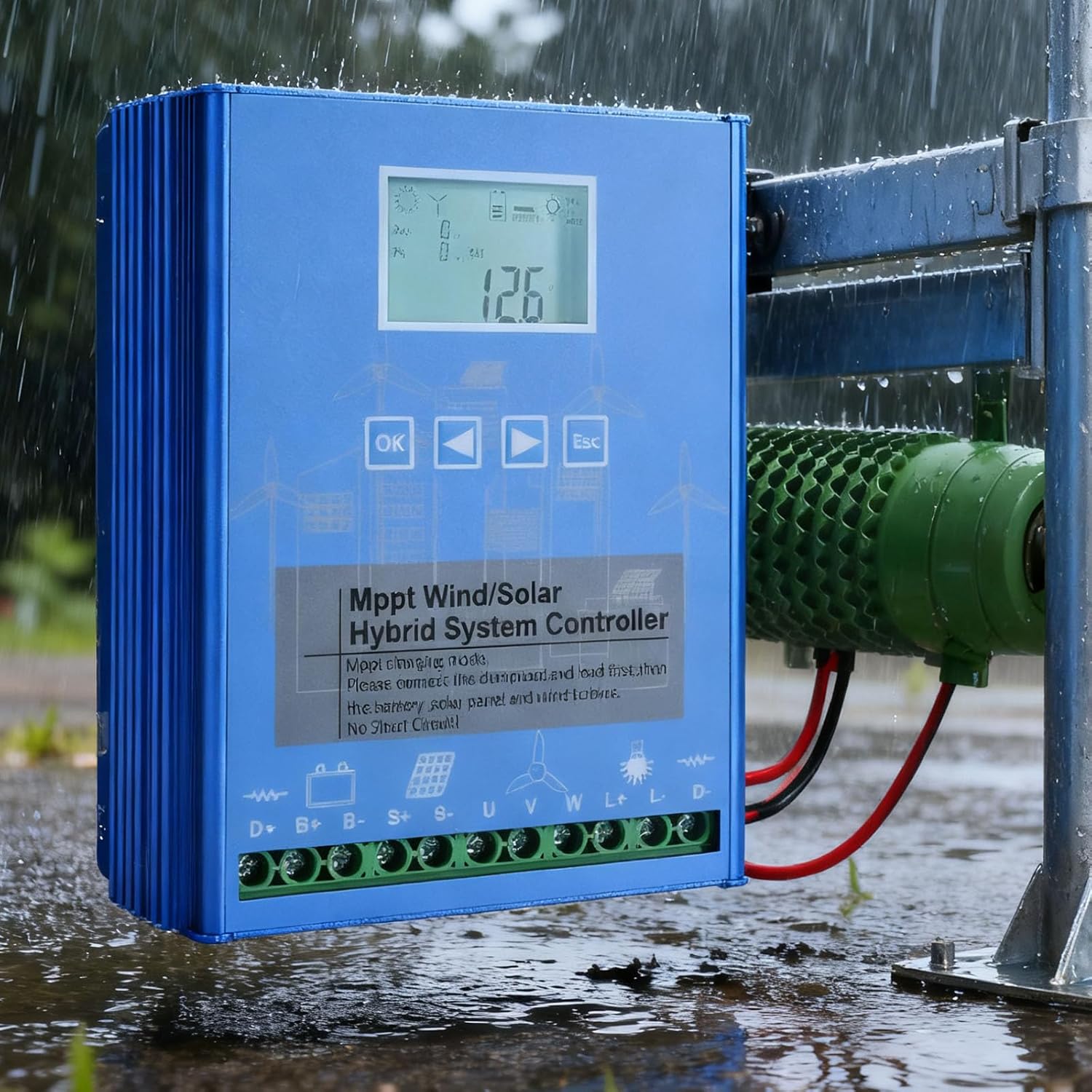 6000W LCD Wind and Solar Complementarycharge Controller 12V 24V48V 220V MPPT Charge Regulator with Dump Load for Wind Turbine Generator,12V