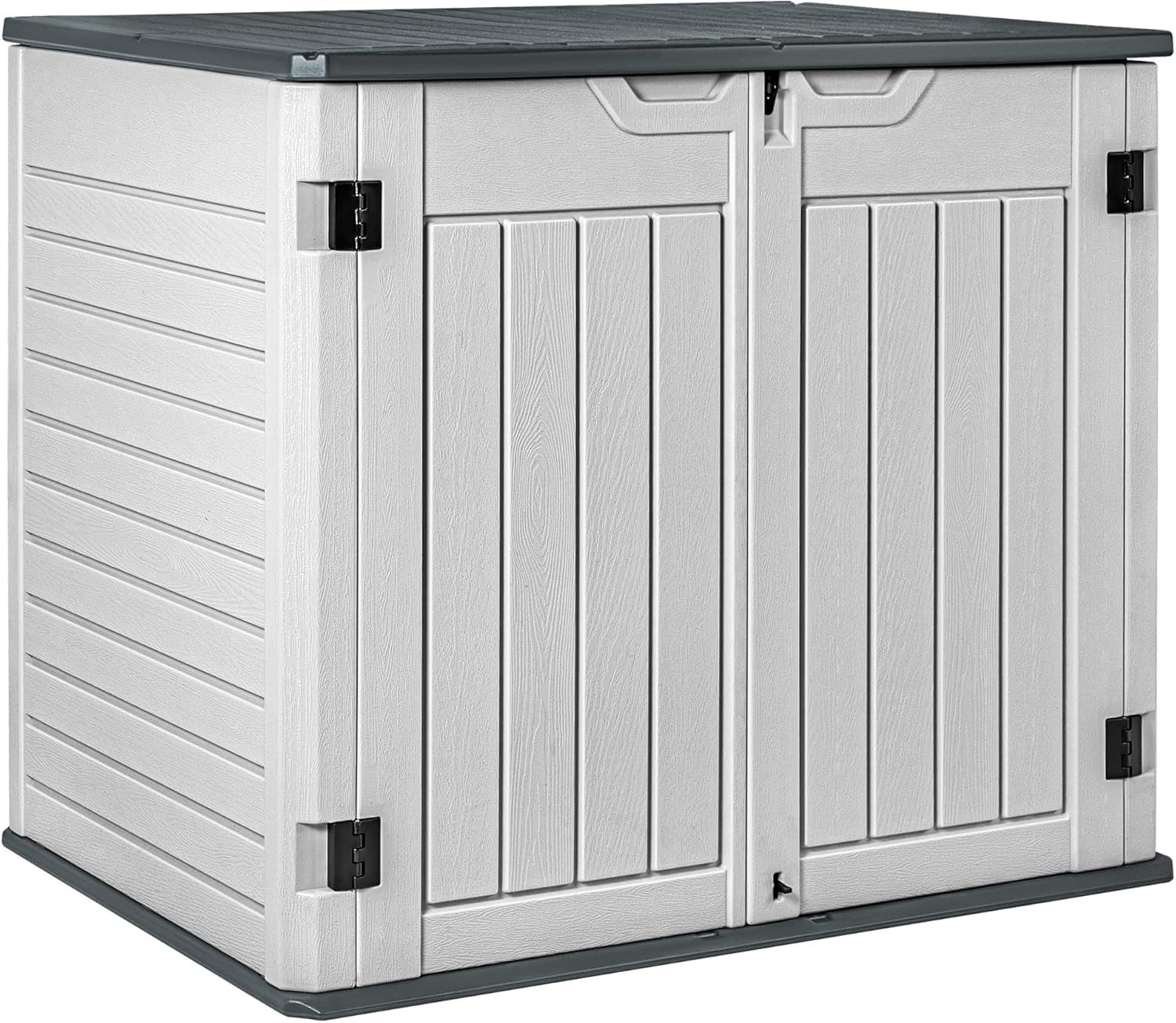 Devoko Resin Outdoor Storage Shed 34 Cu Ft Horizontal Outdoor Storage Cabinet Waterproof Patio Tools Storage Box for Sofa Cushion, Lawn Mower and Garbage Cans