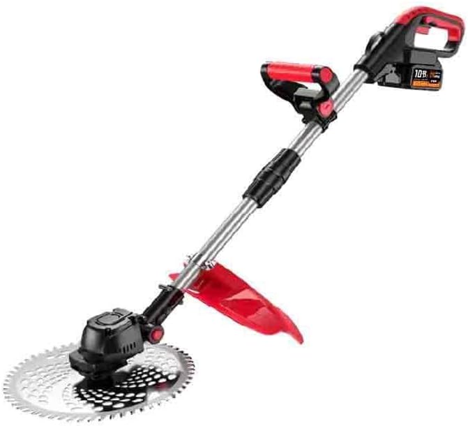 Electric Lawn Mower,9-Inch Brushless 15A High-Power Lithium Battery 3-Head Adjustable Wide Blade Cordless Grass Trimmer for Home Garden Yard