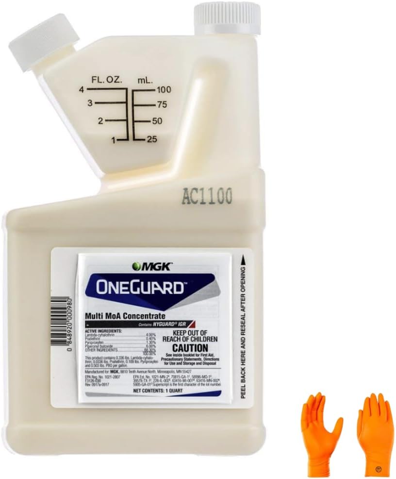 OneGuard Multi MoA Concentrate 1 Quart - Long-Lasting Insect Control | Premium USA Supply Gloves for Safe Eradication | USA Supply Pest ID Card