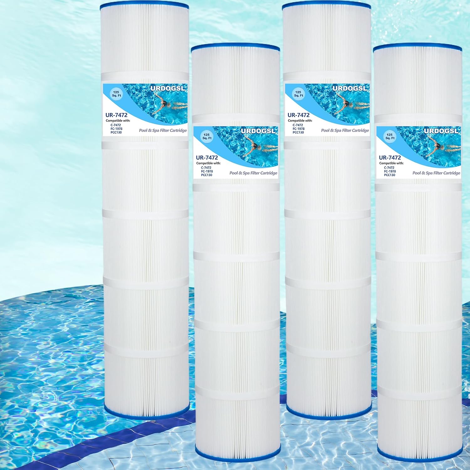 PCC130 Swimming Pool Replacement Filter Cartridge Replaces for C-7472, FC-1978, R173578, C-6475 CCP520,PCC130,178585, 125 Sq. Ft, L x OD: 32 1/16