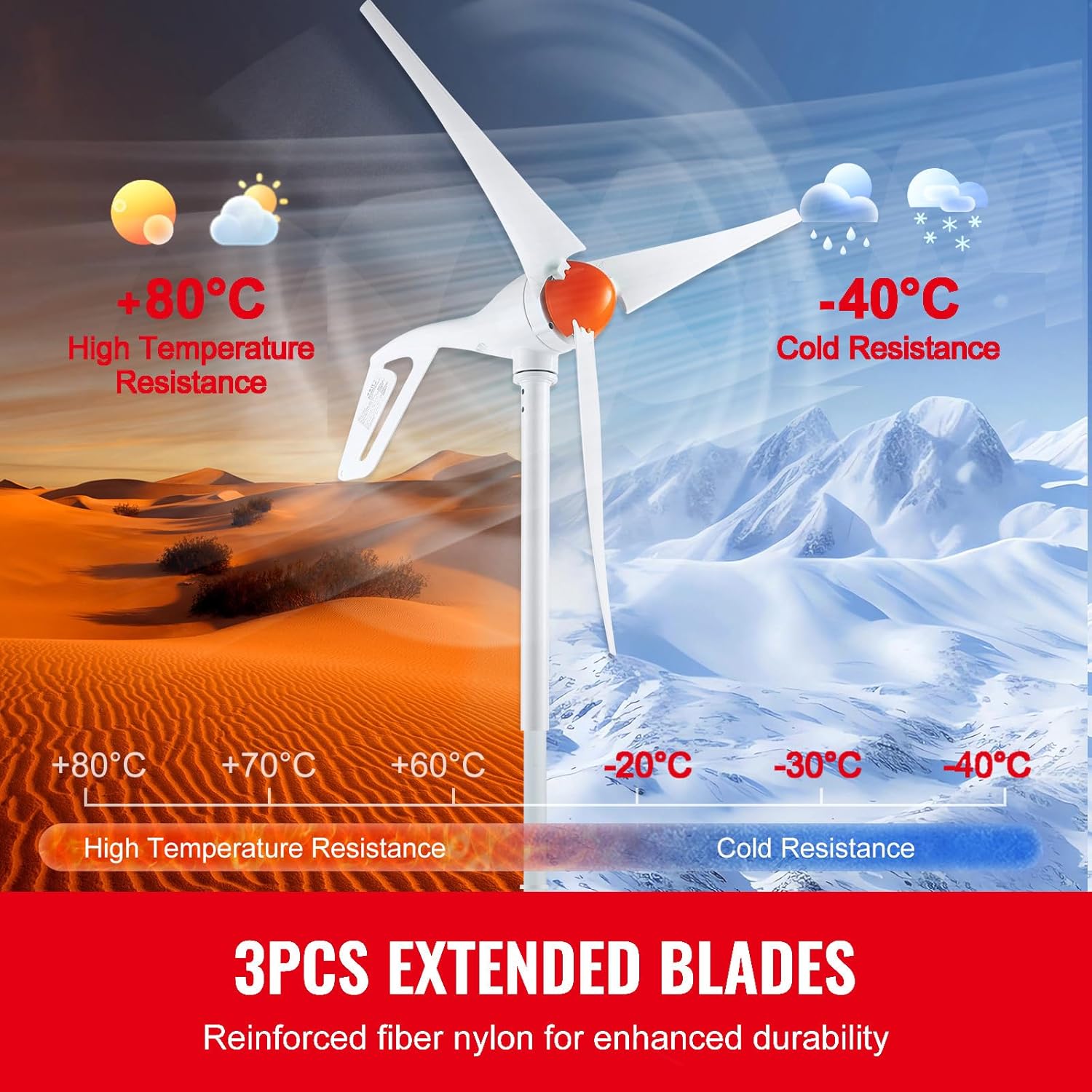 Happybuy 500W Wind Turbine Generator with Anemometer, 12V Wind Power Kit, 3-Blade Wind Generator, MPPT Controller & Adjustable Windward Direction, Ideal for Home, Farm, RVs, Boats