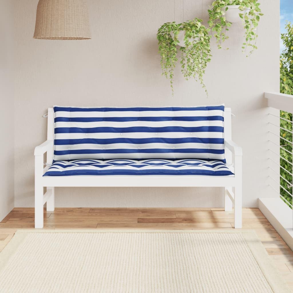 Garden Bench Cushions 2pcs Blue&White Stripe 59.1