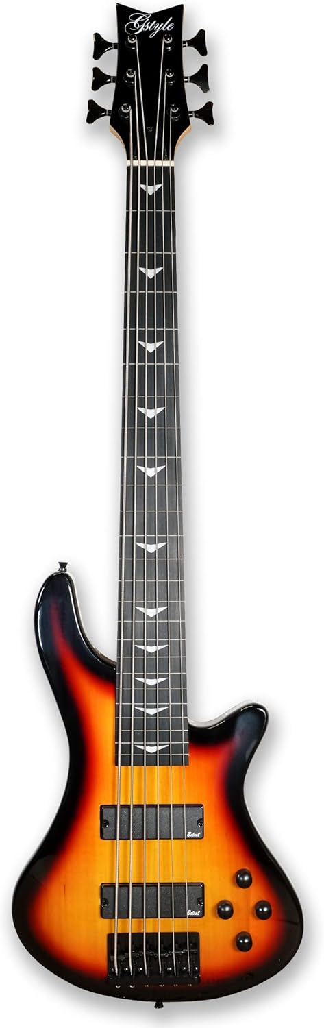Fretless 6 String Electric Bass Bolt_On Maple Neck,Poplar Body Sunburst