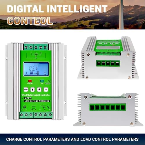 1400W Sun Hybrid Controller for PC - Wind & Solar Charge Controller with LCD Display, Free Dump Load, Compatible with 12V/24V Systems, 600W Wind + 800W Solar Energy Solutions