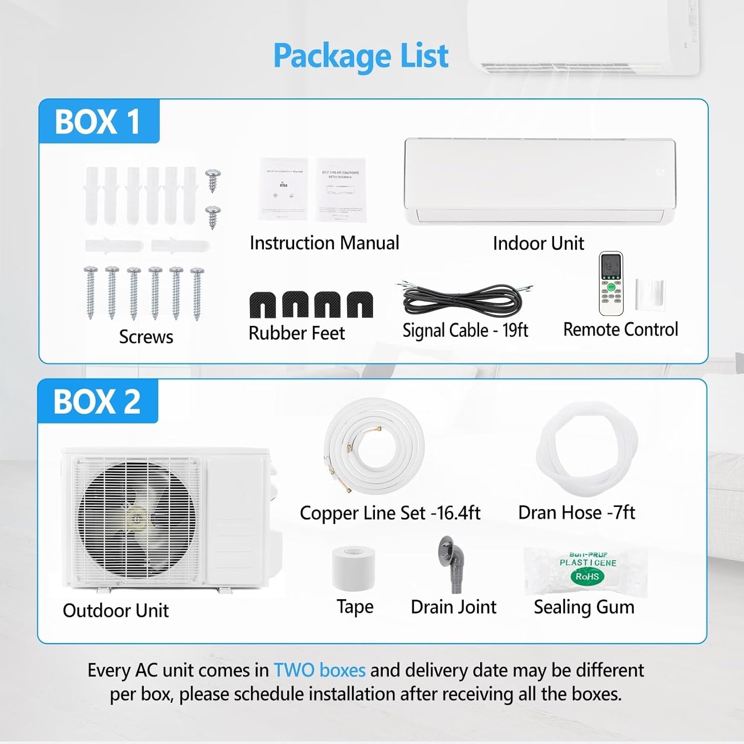 Bonnlo 17000BTU Wifi Enabled Mini Split Air Conditioner & Heater, 17 SEER2 230V Inverter Ductless Wall AC Unit with Pre-Charged Condenser, Heat Pump & Installation Kit