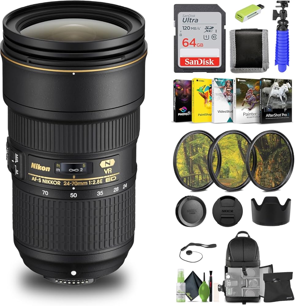 Nikon NIKKOR Z 70-200mm f/2.8 VR S Optical Telephoto Zoom Lens Z Cameras (20091) + 64GB Memory Card + Filter Kit + Backpack + Card Reader + Corel Photo Software + Flex Tripod + More
