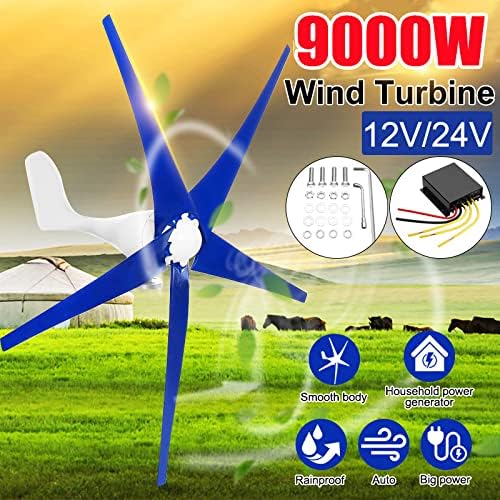 9000W Wind Turbine with 5 Blades 12V 24V Small Wind Turbine for Home Use Low Noise High Efficiency Wind Turbine Generator