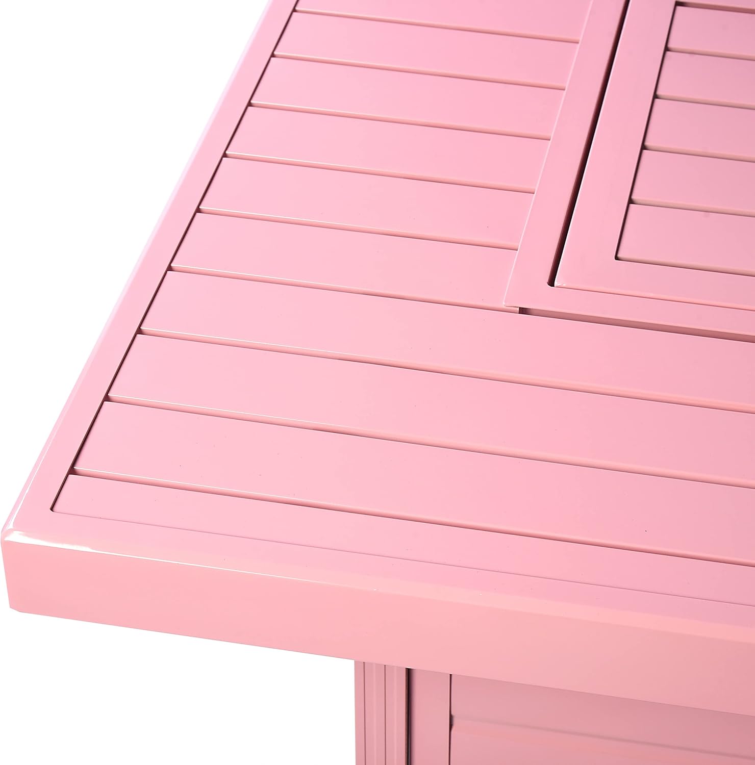 Rectangular 48 in. x 36 in. Aluminum Propane Fire Pit Table, Glass Beads, Two Covers, Lid, 57,000 BTUs in Pink Finish