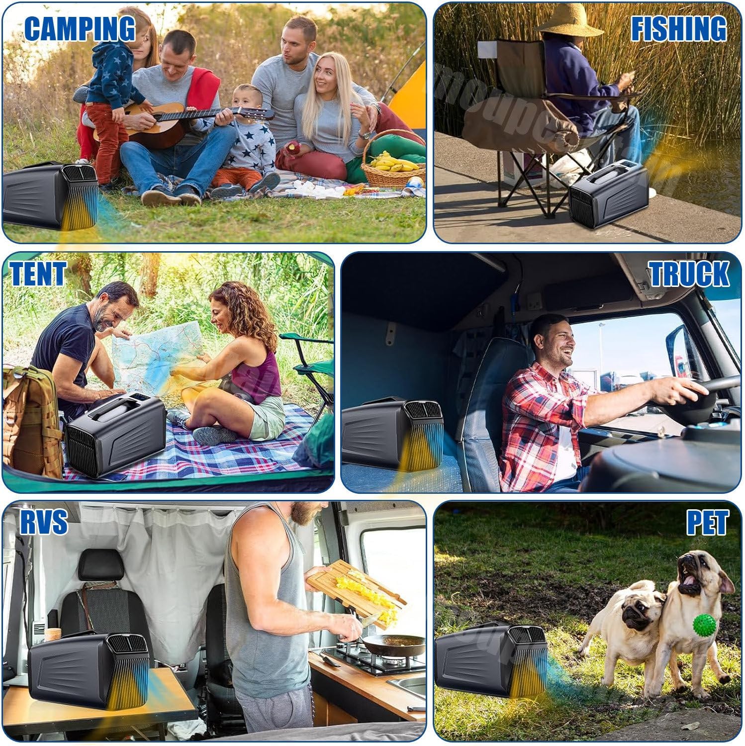 5400BTU/5600BTU Portable Tent Air Conditioner for Outdoor and Indoor Use, 110V Quiet Air Conditoning for Small Rooms, 1500W Fast Cooling Heating for Camping, Van, Rvs,Silver