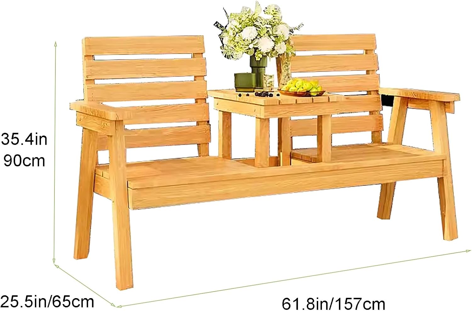 Wooden Picnic Table Garden Bench, Heavy Duty Outdoor Bench, Outdoor Patio Bench for Yard, Garden, Patio, Outdoor, Deck, Fire Pit, Pool(Dark brown)
