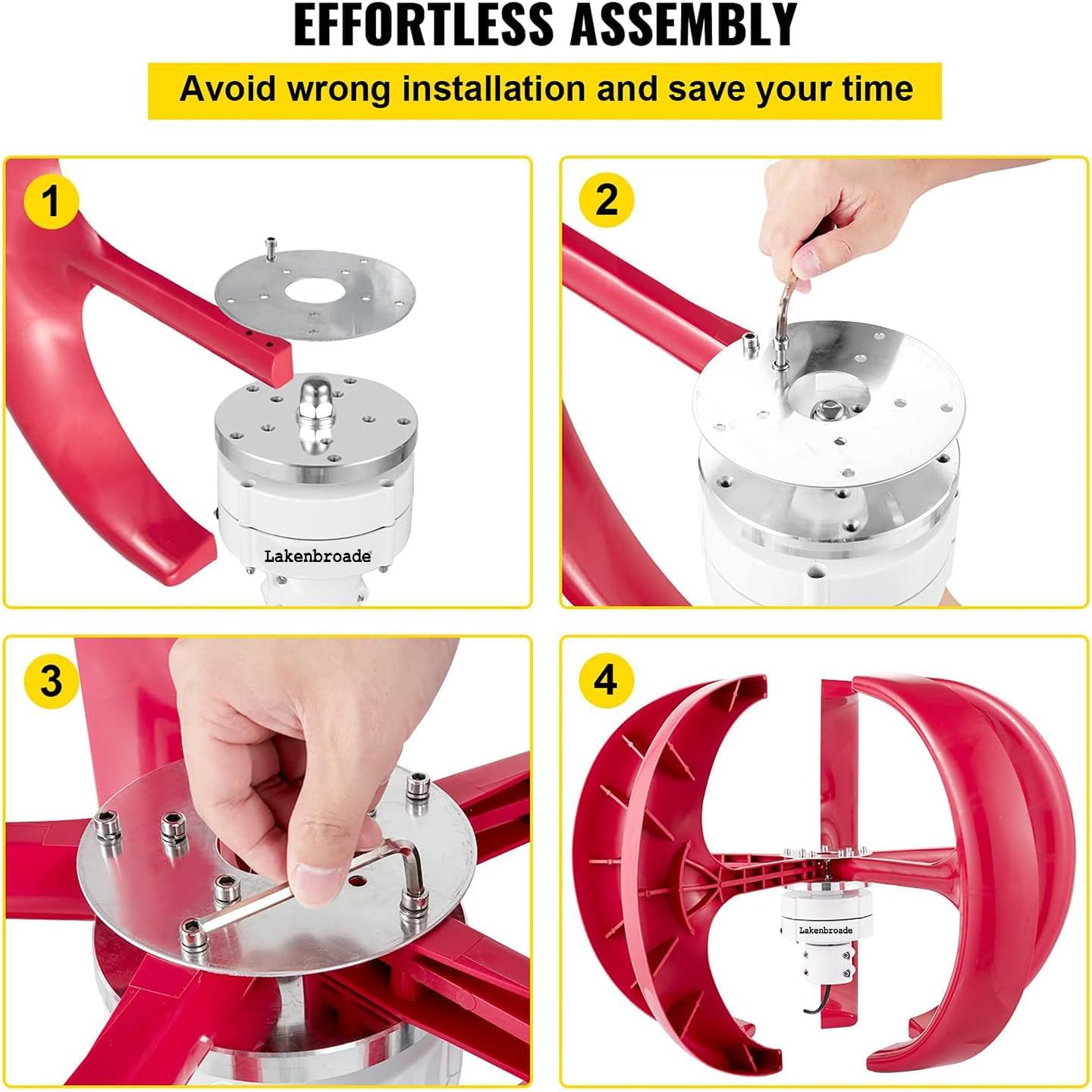Wind Turbine Generators Kit, 12/24V 15000W/20000W Lantern 5-Blade Vertical Wind Turbine Generator with Controller for Home Hybrids Streetlight Use Electromagnetic Electricity,15000W-24V