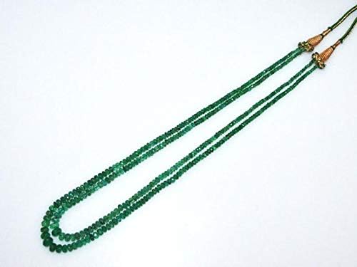 finest 2 line natural emerald faceted rondelle necklace, emerald faceted rondelle beads, 2.50-6 mm, 16