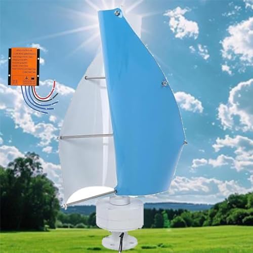 14000W Vertical Axis Wind Turbine Kit - 12V/24V/48V, 2 Blades, 42.65ft/s, Complete Generator with Controller for Home, Business, Industrial Energy Solutions (White)