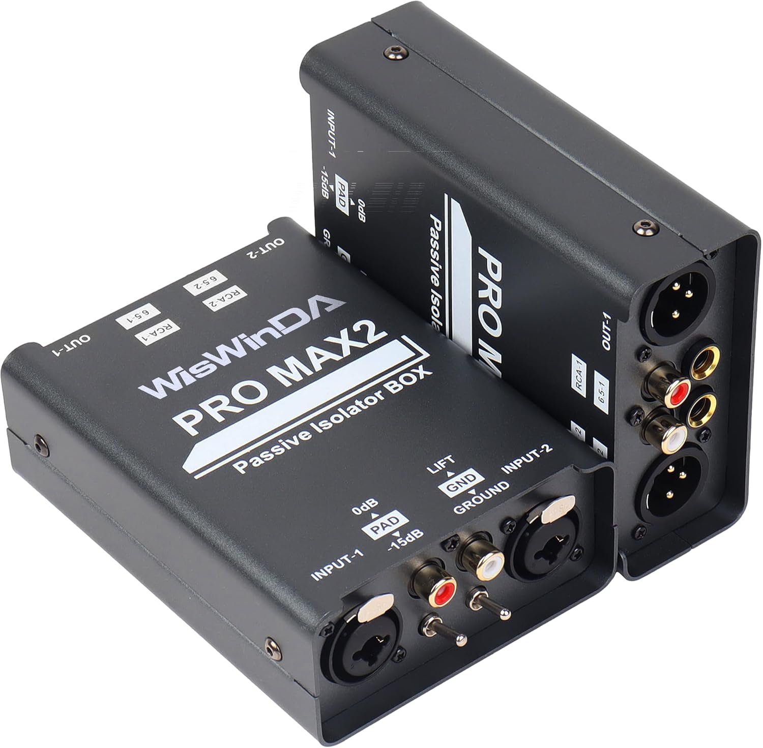 Pro Max2 2Channels XLR/RCA/TS/TRS Passive Hum Eliminator Box for Audio Equipments Ground Loop Isolator Noise Filter for Different Audio Systems Using (WDISO-Pro Max2)