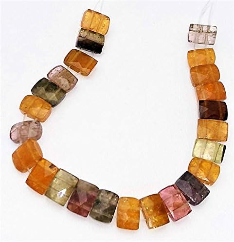 nice natural multi tourmaline faceted double drill beads, rectangle shaped beads,6.5x9 mm - 6.5x10 mm,6.5 inch strand[e1075]