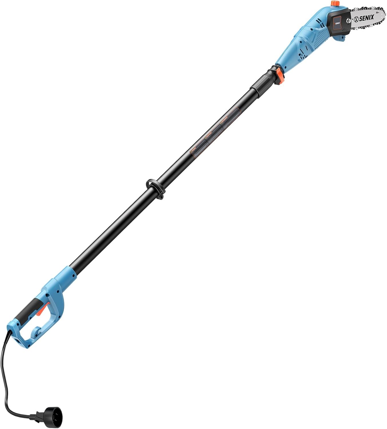 SENIX CSPE6.5-M 6.5 Amp Corded Electric Pole Saw with 8-Inch Oregon Bar and Chain, Chain Saw Tree Trimmer with Adjustable Extension Pole, Shoulder Strap Included