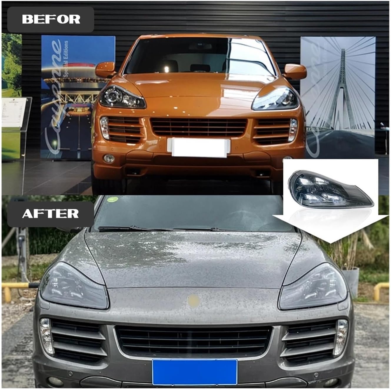 Car Head Lights Compatible For Porsche Cayenne 957 2007-2010 Headlight LED Matrix Front Lamp DRL Auto Accessories Plug Play(L rudder)