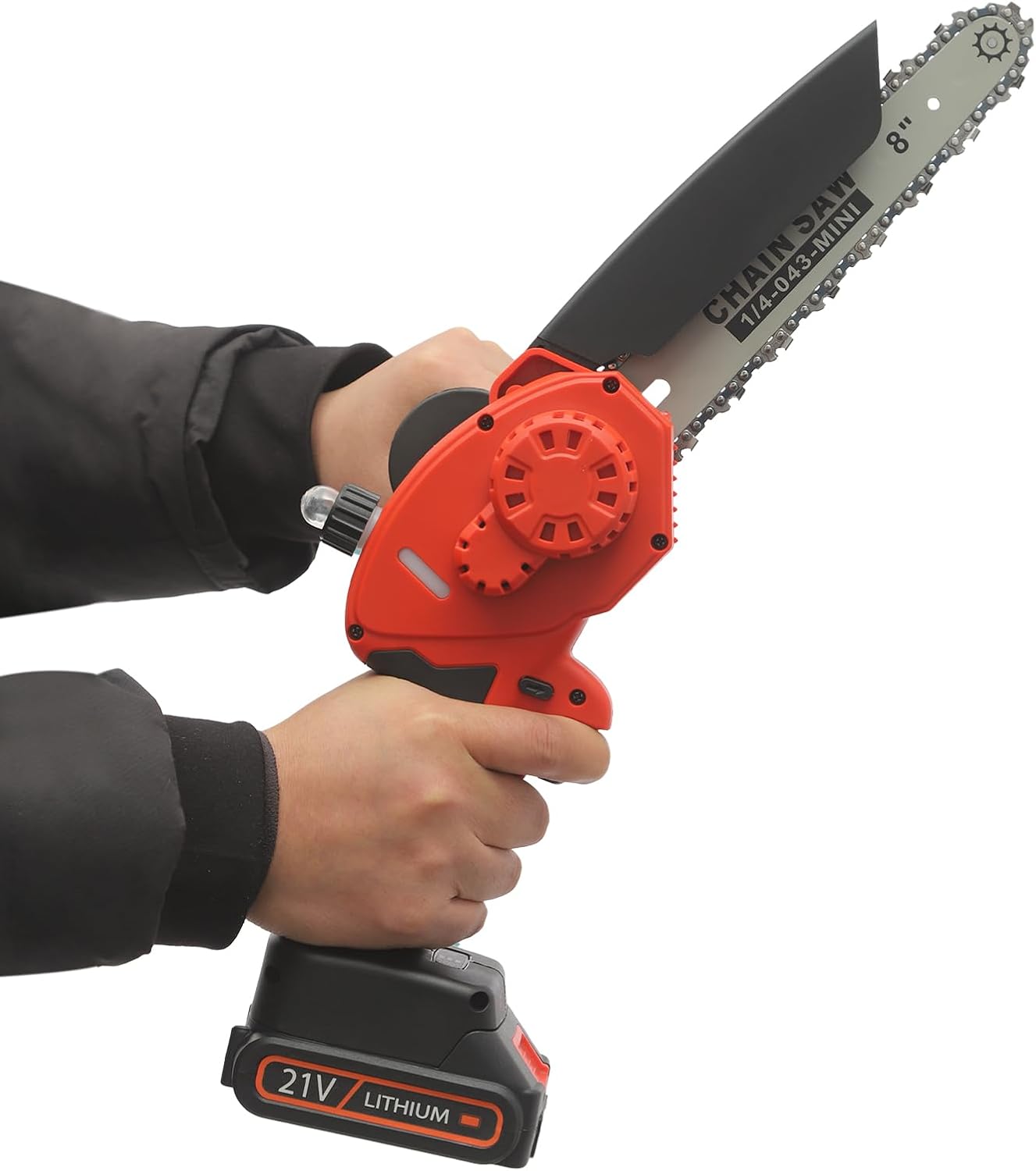 Chainsaw 8 Inch Mini Electric Chainsaw Cordless Battery Powered,800w Cordless Mini Chain Saw With Non-Slip Handles,Hand Held Saw For Wood/Trees Trimming,Tools For Household And Garden