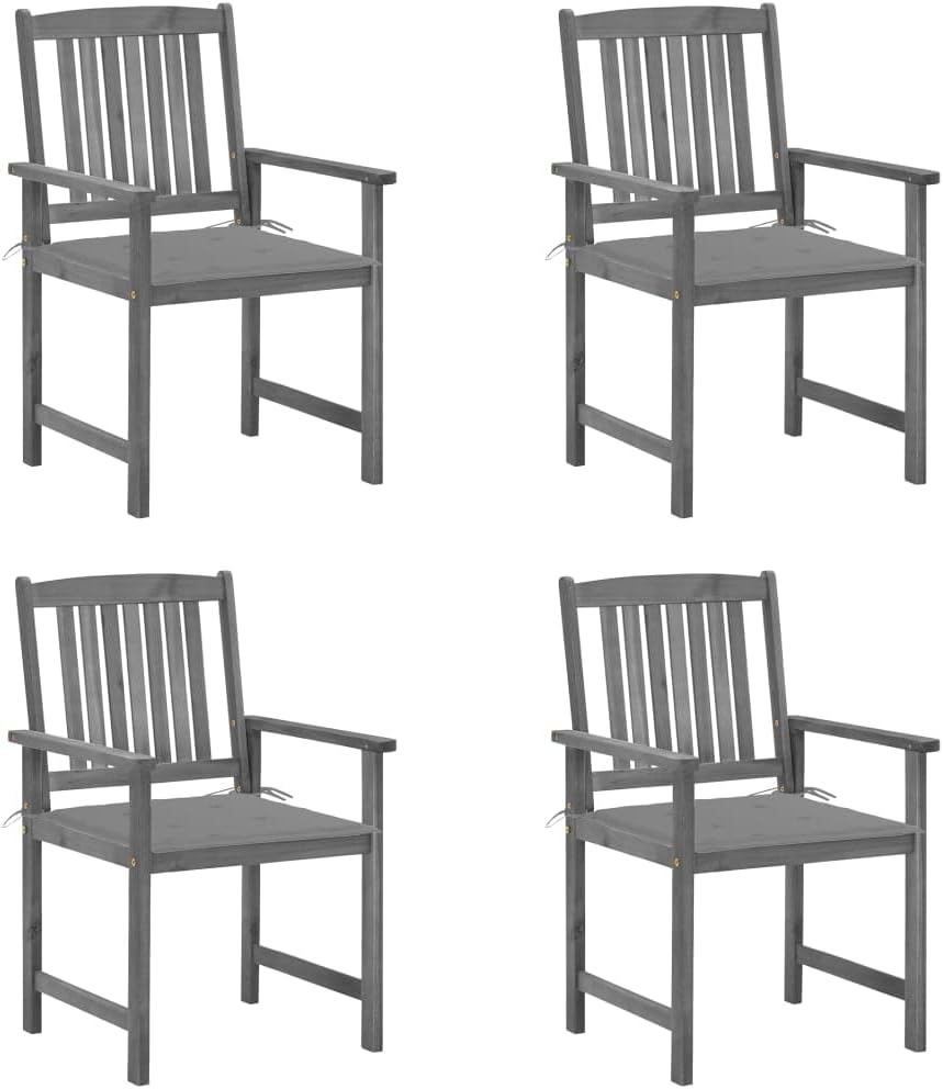 Patio Chair Patio Chairs with Cushions 4 pcs Gray Solid Acacia Wood